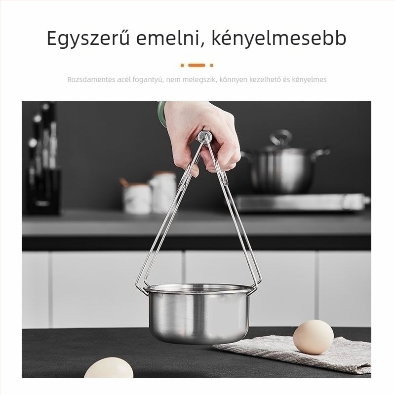 304 rozsdamentes acél gőzölő tál, élelmiszer-minőségű, gyerekeknek/baba számára, fedős kis tál, bébiételekhez és tojás gőzöléséhez