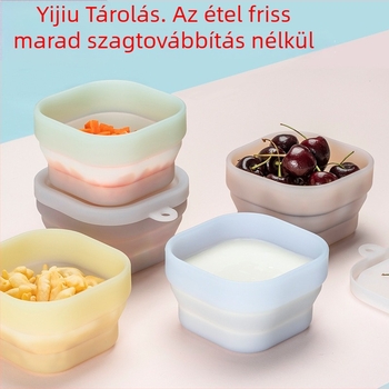 Silikon baba etető tál fedővel, összecsukható, élelmiszer-minőségű, Yijiu márka, 3 hónapos kortól