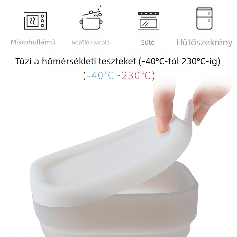 Silikon baba etető tál fedővel, összecsukható, élelmiszer-minőségű, Yijiu márka, 3 hónapos kortól