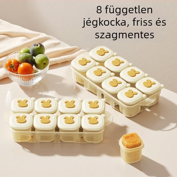 Élelmiszer-minőségű szilikon babaélelmiszer-fagyasztótál felosztott rekeszekkel és mérőskálával, 50 ml kapacitás