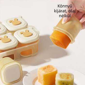 Élelmiszer-minőségű szilikon babaélelmiszer-fagyasztótál felosztott rekeszekkel és mérőskálával, 50 ml kapacitás
