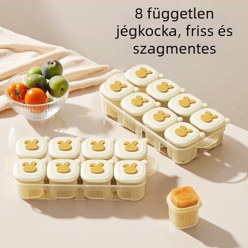 Élelmiszer-minőségű szilikon babaélelmiszer-fagyasztótál felosztott rekeszekkel és mérőskálával, 50 ml kapacitás