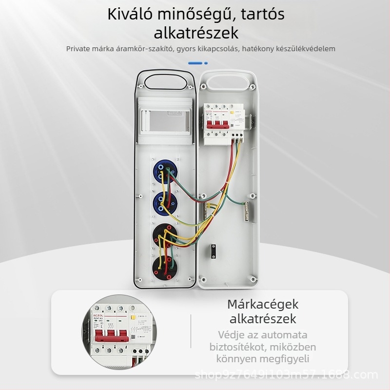 Építési helyszíni háromszintes aljzatelosztó doboz, IP65 vízálló, hordozható kültéri, 6 aljzat, 32A