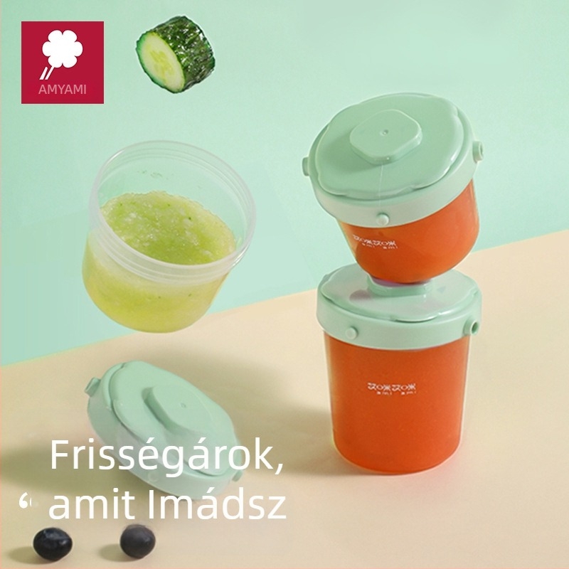 Amy Babaétel-tároló doboz szett – hordozható fedéllel, PP anyag, élelmet frissen tart hűtés mellett, 4 hónapos–3 éves korosztálynak