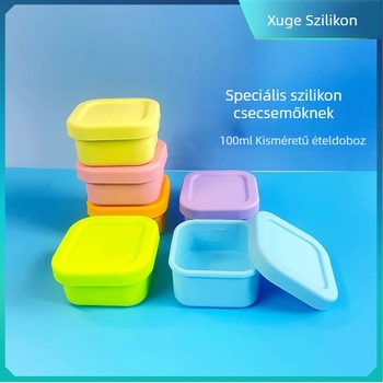 Négyzet alakú szilikon bébiétel-tároló doboz, National Boutique, 3 hónapos kortól, egyszerű stílus