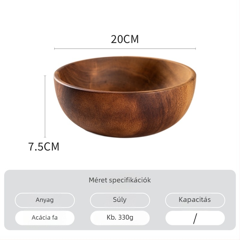 Japán-stílusú akácfa tál, konusos forma, kézzel rajzolt felülettel, testreszabható, étkezésekhez és vendéglátáshoz