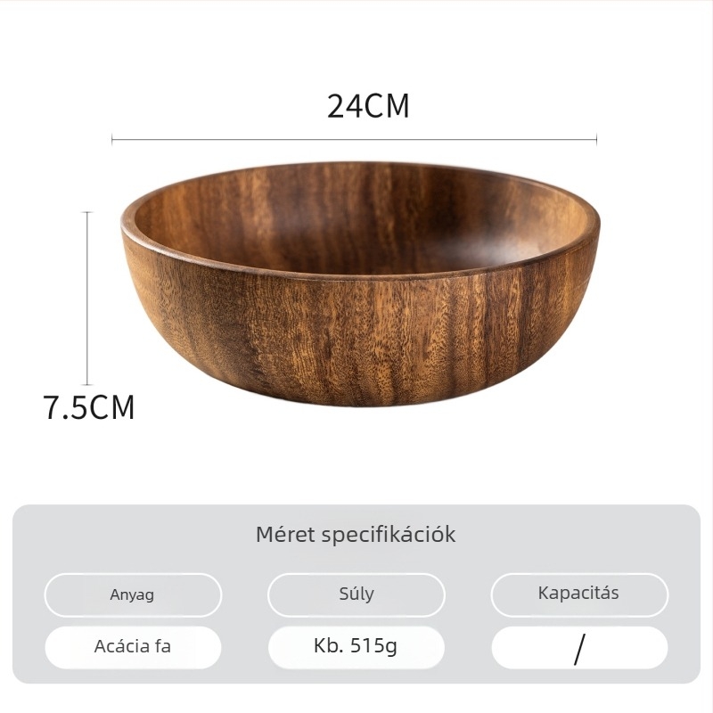 Japán-stílusú akácfa tál, konusos forma, kézzel rajzolt felülettel, testreszabható, étkezésekhez és vendéglátáshoz