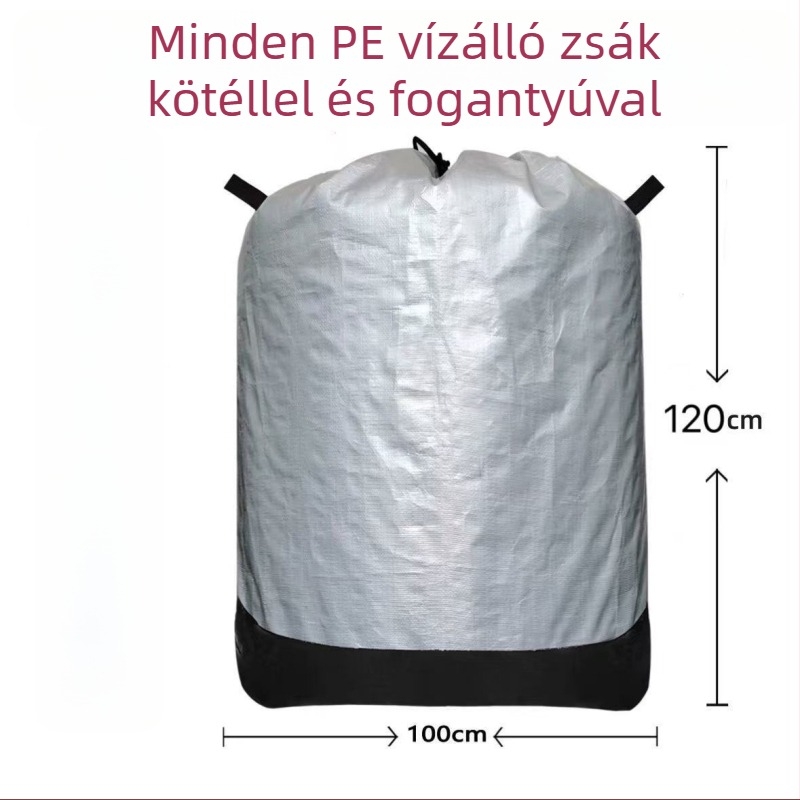 Költöztető tároló táska kis füllel és húzózsinórral, vízálló PE vastagított tároló táska, kopásálló expressz átviteli táska (PP+PE film, kompozit szövött táska, teherbírás 1-50)