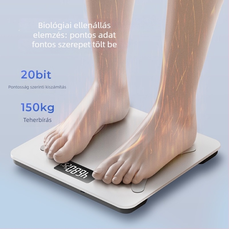 Testzsírszámláló elektronikus mérleg, 150 kg-ig, felnőtteknek, töltési funkcióval