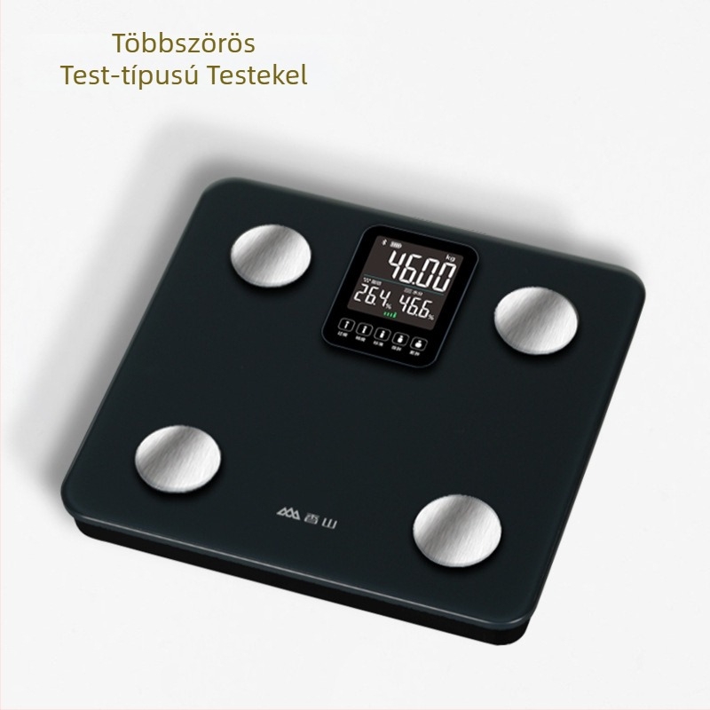 Testzsírszámláló elektronikus mérleg, 150 kg-ig, felnőtteknek, töltési funkcióval