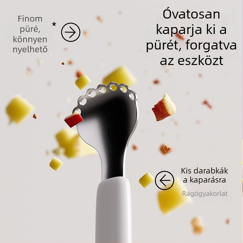 Kétoldalas baba etetőkanál – rozsdamentes acél, egyszerű stílus, 3 hónapos vagy idősebb gyermekeknek