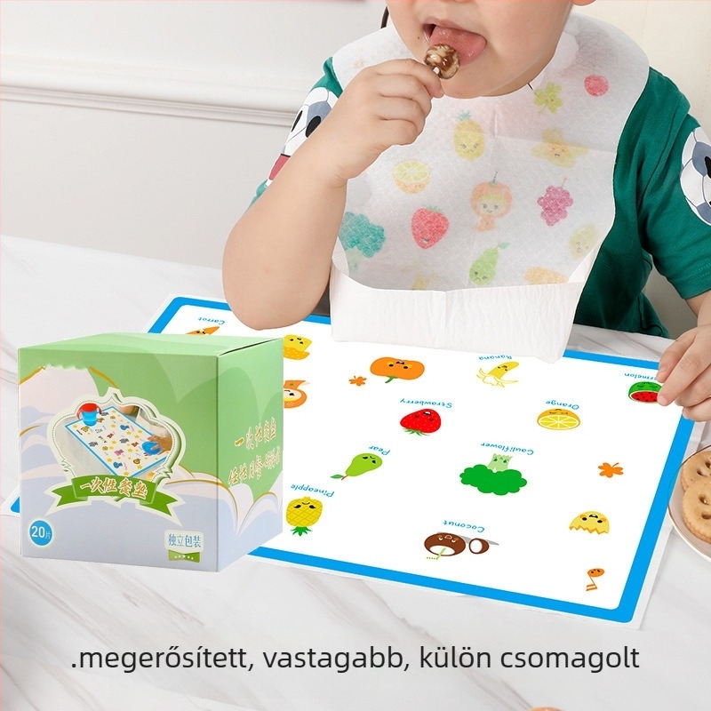 Egyszer használatos baba étkezők alátét — hordozható asztal alátét, olaj- és vízálló, nem szőtt anyag, rajzfilm mintázat