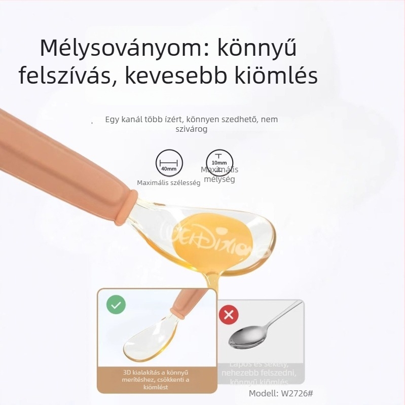 Csecsemő edzőkanál, rozsdamentes acélból, Widley Bear, 6 hónaptól, egyszerű stílusú étkezési eszközök