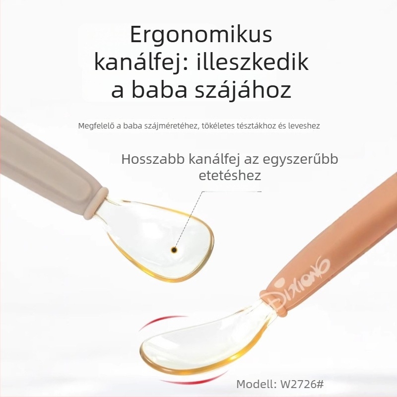 Csecsemő edzőkanál, rozsdamentes acélból, Widley Bear, 6 hónaptól, egyszerű stílusú étkezési eszközök