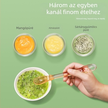 Kétfejű baba etetőkanál gyümölcs- és almapüréhez, PPSU anyag, egyszerű stílus, 3 hónapos kortól
