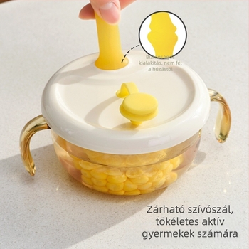 PPSU babatál szívó dizájnnal, kiegészítő élelmiszerekhez, rizs püré tál, dupla fül dizájn, 12 hónap felett, 1 db, Aranyos stílus