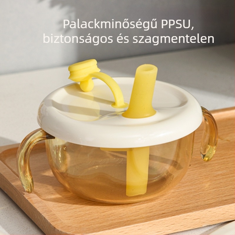 PPSU babatál szívó dizájnnal, kiegészítő élelmiszerekhez, rizs püré tál, dupla fül dizájn, 12 hónap felett, 1 db, Aranyos stílus