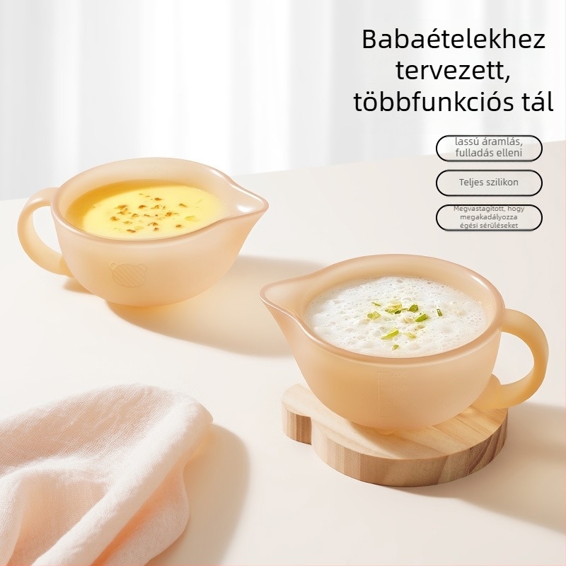 Csőr alakú szilikon etető tál babák és gyerekek számára, puha peremmel, mellékelve puha kanalat az etetéshez, alkalmas víz és tej fogyasztására, rizses kása számára