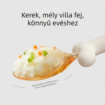 Baba tanuló kanál - szilikon, 2 darabos készlet az önálló etetéshez, 6 hónaptól, Du Xiaoduo (2 db; szilikon; 6+ hónap; Du Xiaoduo)