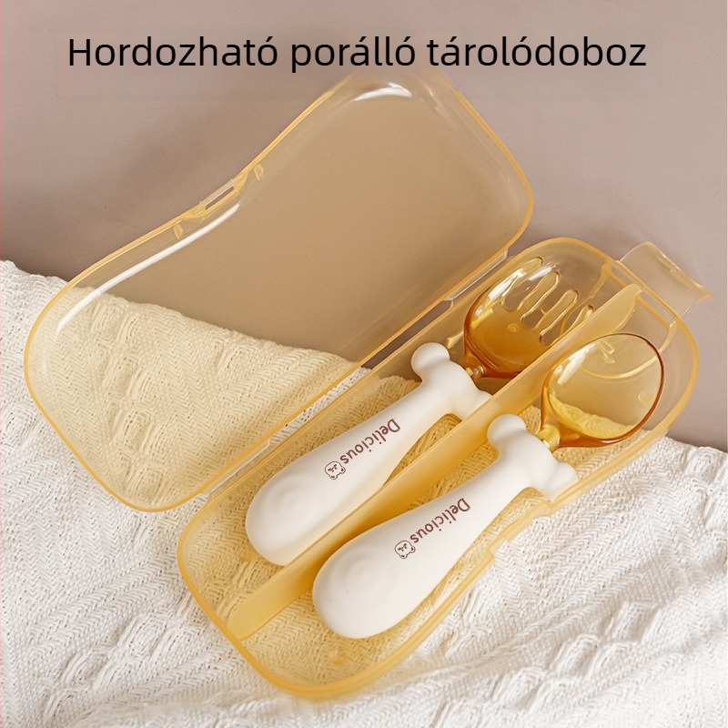 Baba tanuló kanál - szilikon, 2 darabos készlet az önálló etetéshez, 6 hónaptól, Du Xiaoduo (2 db; szilikon; 6+ hónap; Du Xiaoduo)