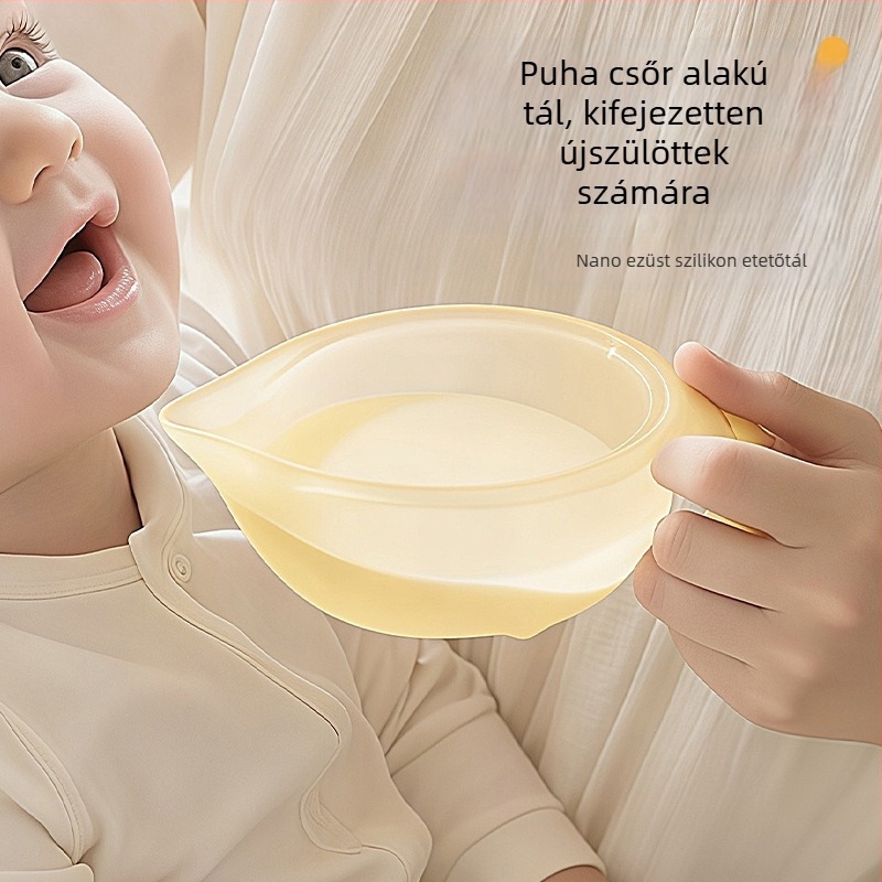 Baba sascsőr etető tál – szilikon, 3 hónapos kortól, 1 db készlet, aranyos stílus