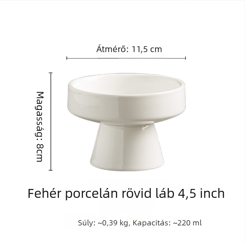 Magas lábú porcelán desszerttál, mikrohullámú sütőben használható, alglazúros felület, logó nyomható