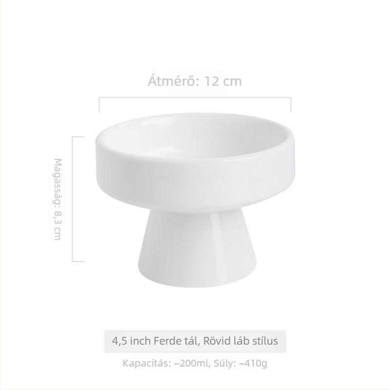 Porcelánból készült magas talpú tál szállodák és éttermek számára, mikrohullámú sütőben használható, logó nyomtatott, testreszabható