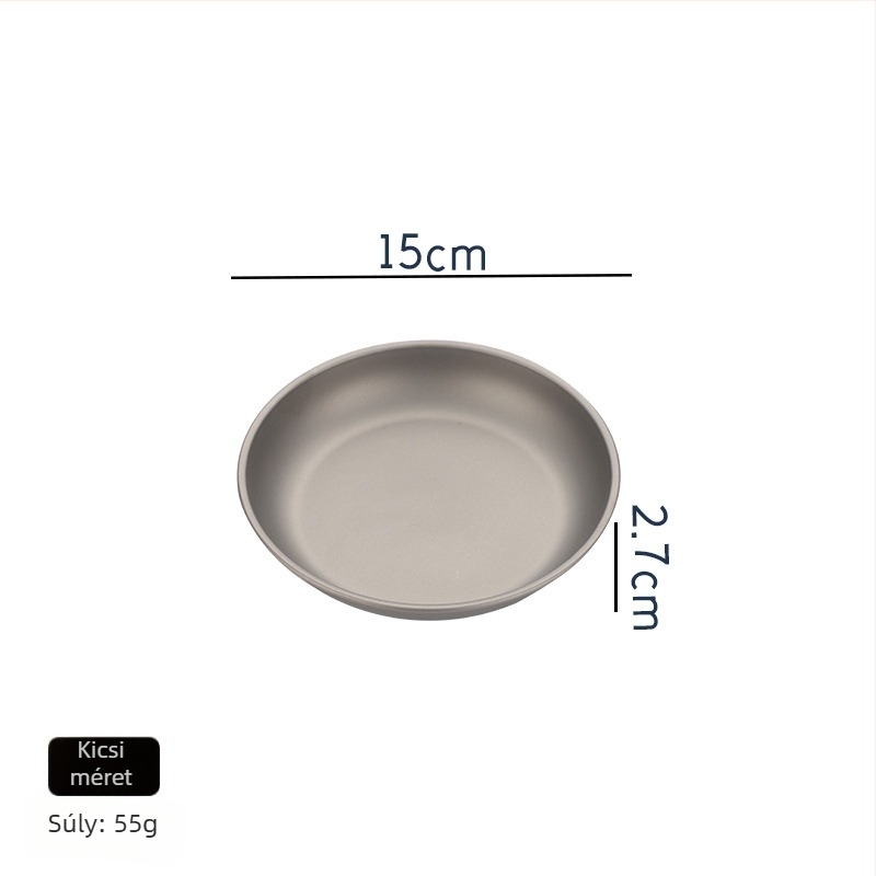 Tiszta titánból készült tányér – modern minimalist stílus, matt felület, antibakteriális, logónyomás elérhető