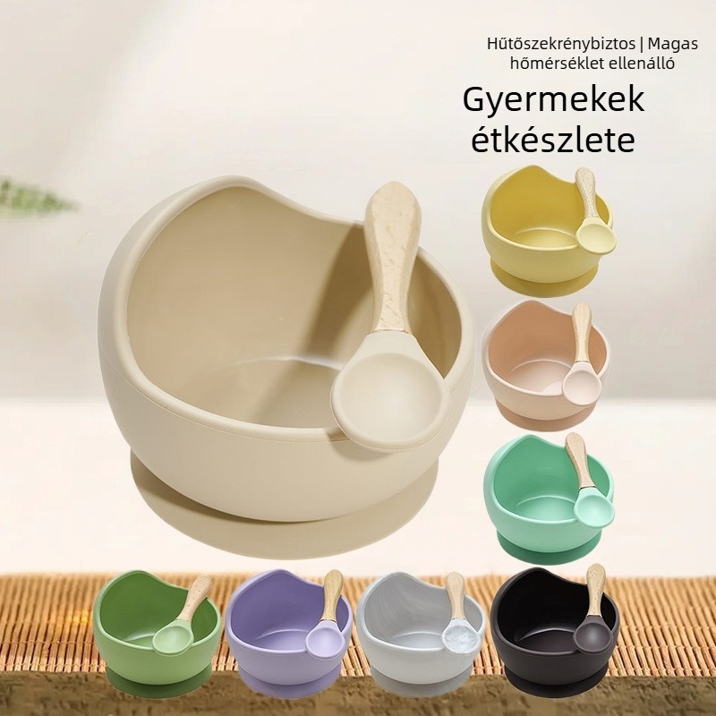 Szilikon baba etető készlet szívókoronggal, 2 darabos, 3 hónaptól