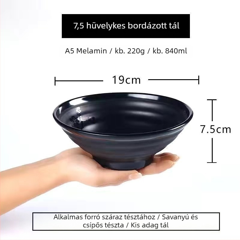 Éttermi melamín tál tésztákhoz, matt felület, kézzel készített, modern minimalizmus