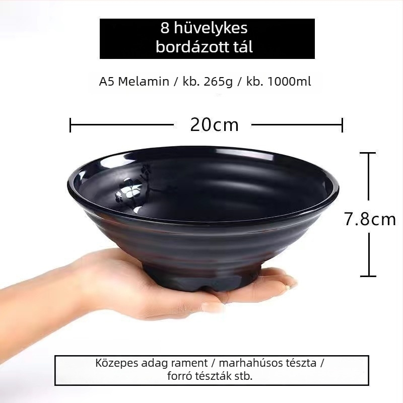 Éttermi melamín tál tésztákhoz, matt felület, kézzel készített, modern minimalizmus