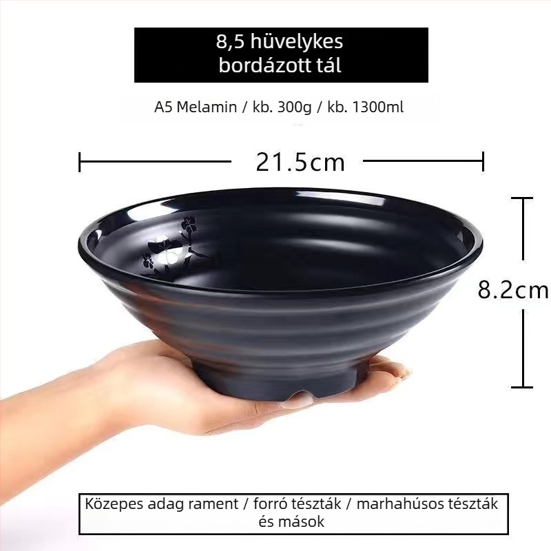 Éttermi melamín tál tésztákhoz, matt felület, kézzel készített, modern minimalizmus
