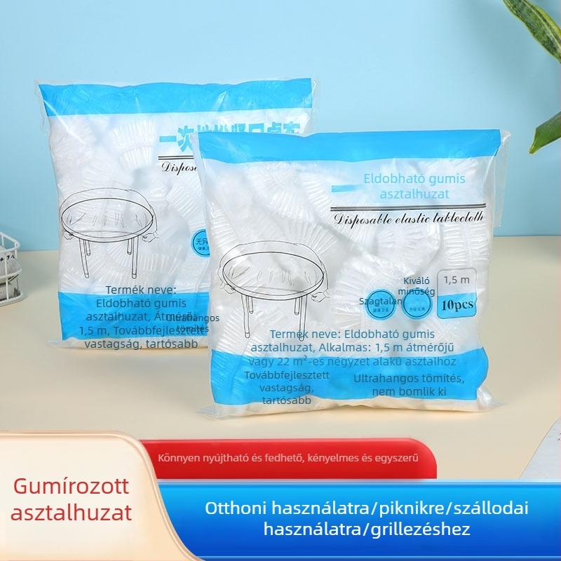 Egyszer használatos PE terítő kerek asztalhoz, vastagított, olajálló, piros, szállodák és bankettek számára, 10 darabos csomag