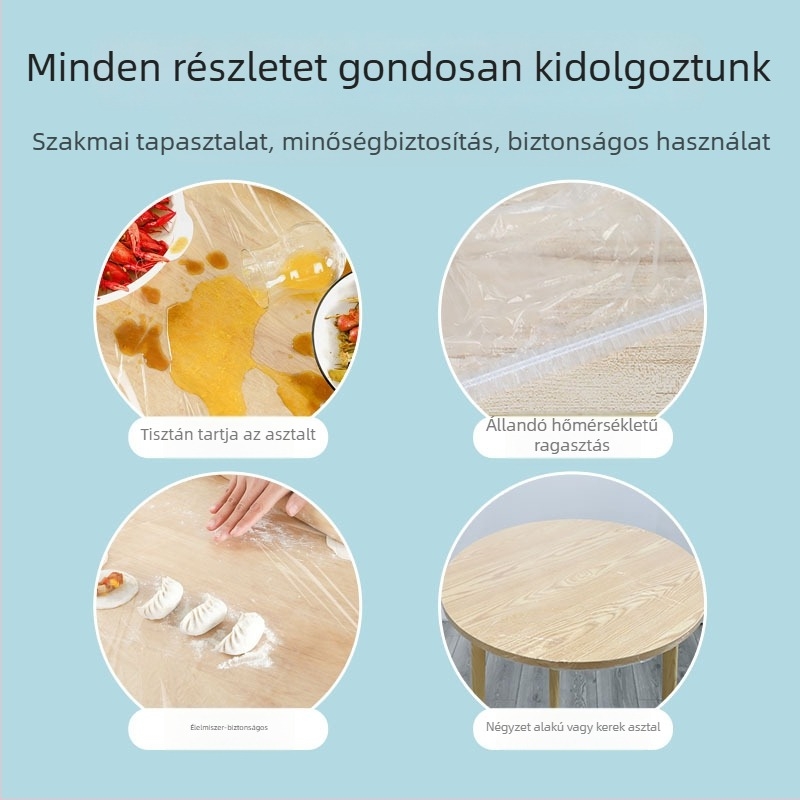 Egyszer használatos PE terítő kerek asztalhoz, vastagított, olajálló, piros, szállodák és bankettek számára, 10 darabos csomag