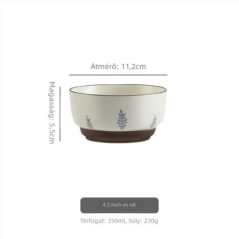 Porcelánból készült tál- és tányérkészlet szabálytalan formával, aláglazúros virágmintával, könnyed luxus retro stílus