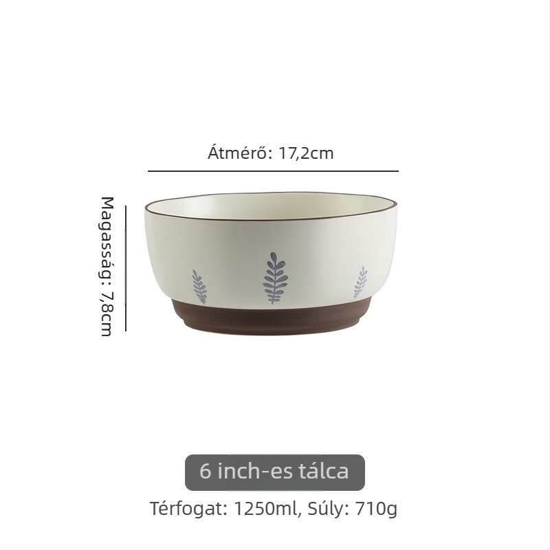 Porcelánból készült tál- és tányérkészlet szabálytalan formával, aláglazúros virágmintával, könnyed luxus retro stílus