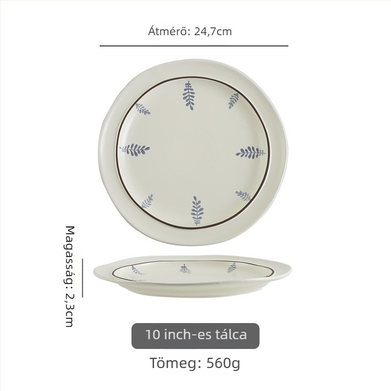Porcelánból készült tál- és tányérkészlet szabálytalan formával, aláglazúros virágmintával, könnyed luxus retro stílus