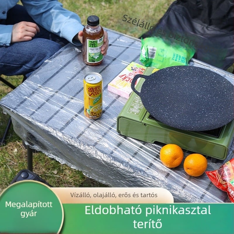 Egyszer használatos asztalterítő kötővel, kültéri piknikhez — vízálló, olajálló és szélálló