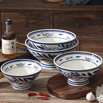 Kerámiából készült tészta tál, konikus forma, porcelán mintázat, modern kínai stílus