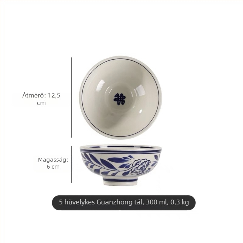 Kerámiából készült tészta tál, konikus forma, porcelán mintázat, modern kínai stílus