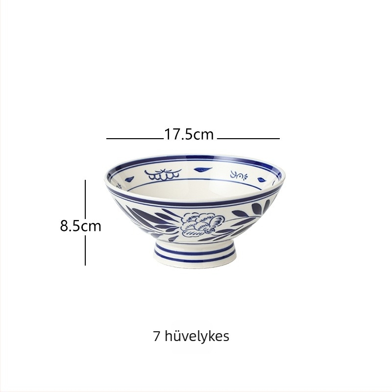 Kerámiából készült tészta tál, konikus forma, porcelán mintázat, modern kínai stílus
