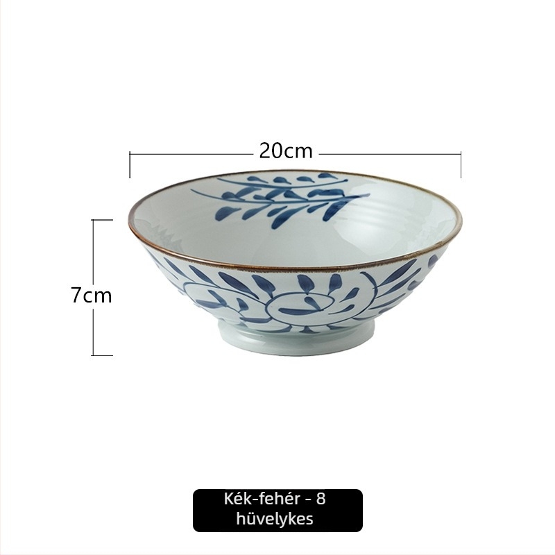 Kerámiából készült tészta tál, konikus forma, porcelán mintázat, modern kínai stílus