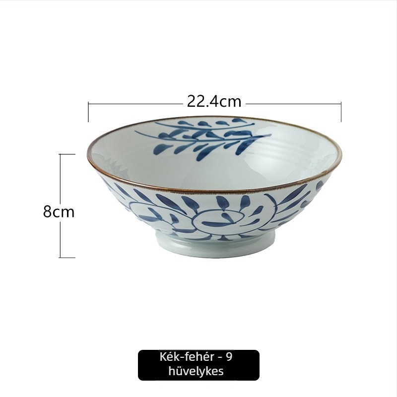 Kerámiából készült tészta tál, konikus forma, porcelán mintázat, modern kínai stílus