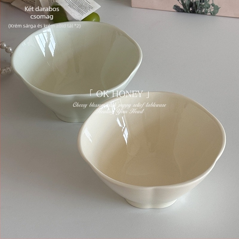 Kerámia tál kézzel festett felülettel, mikrózható, modern minimalist stílus, felnőtteknek