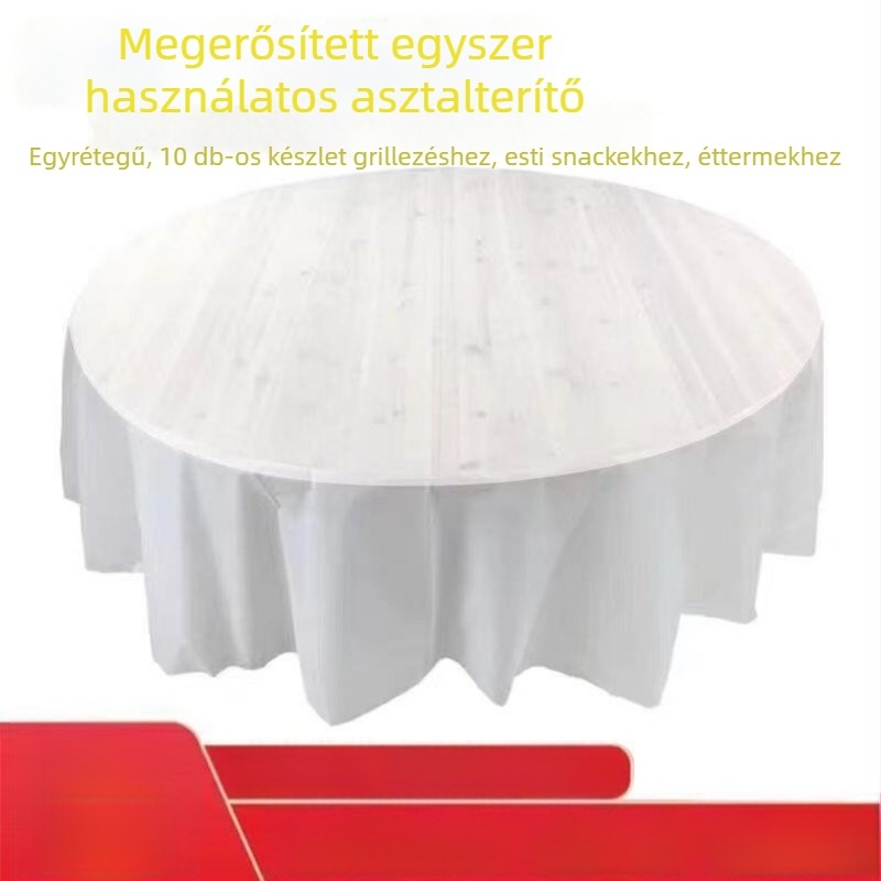 Megvastított egyszer használatos műanyag asztalterítő, téglalap alakú, olajálló és vízálló, 0,3 mm vastagság