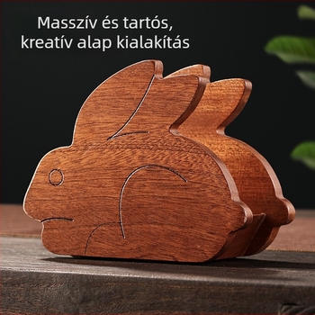 Nyúl alakú tömörfa hőszigetelő alátét fekete diófából, csúszásmentes alátét tányérokhoz és poharakhoz éttermi és konyhai használatra, kaserola alátét, nagykereskedelem