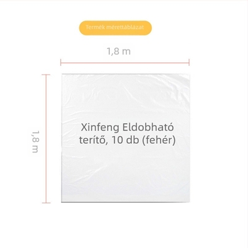 Xinfeng egyszer használatos asztalterítő, vastított, vízálló és foltálló, polietilénből, 1,8 × 1,8 m, négyzet alakú, átlátszó