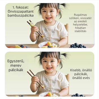 Gyerekeknek szánt tanuló evőpálcikák – Shield daddy, 1 készlet, tömör fa, 6 hónapos kortól