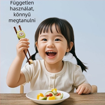 Gyerekeknek szánt tanuló evőpálcikák – Shield daddy, 1 készlet, tömör fa, 6 hónapos kortól