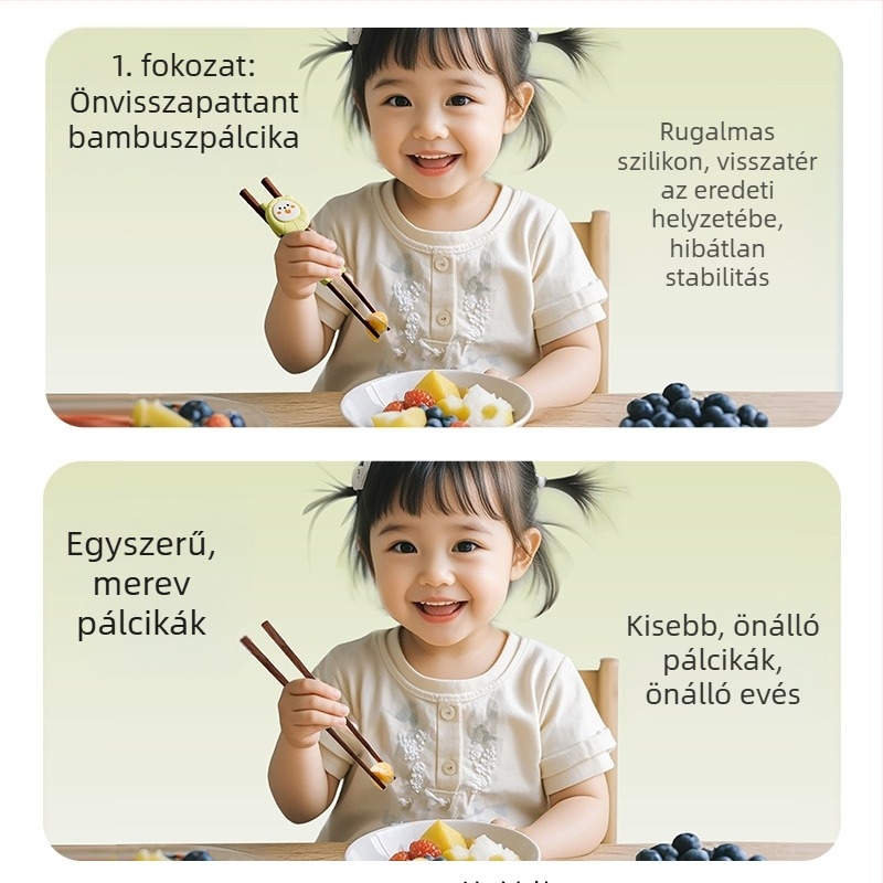 Gyerekeknek szánt tanuló evőpálcikák – Shield daddy, 1 készlet, tömör fa, 6 hónapos kortól